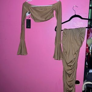 XS SHEIN TWO PIECE TAN DRESS 🥖🤎✨